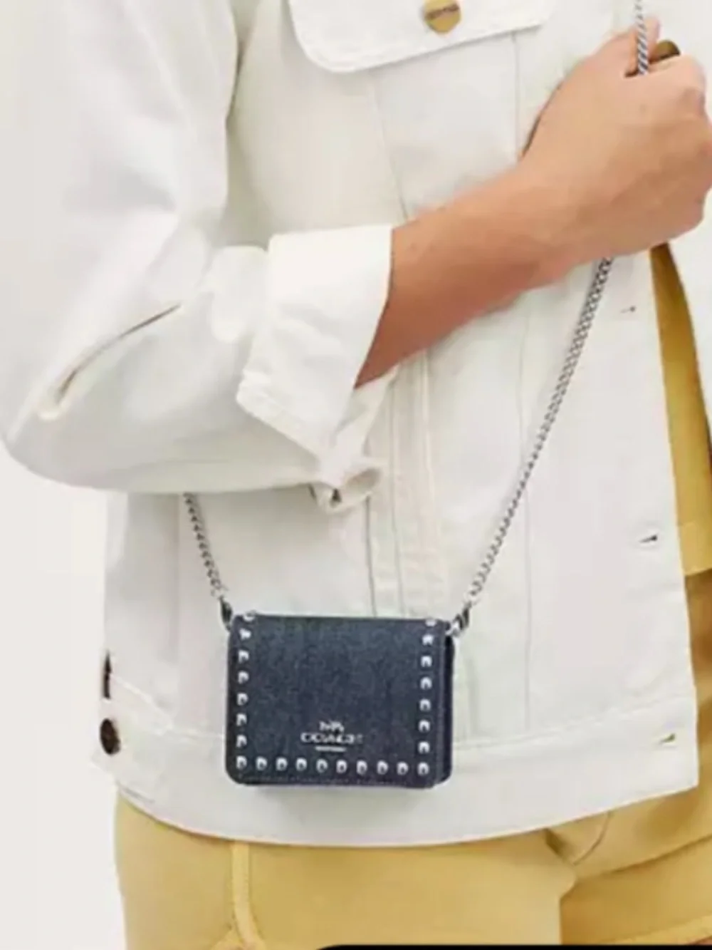 Coach Denim Studded Chain Wallet in Blue - Picture 4 of 4